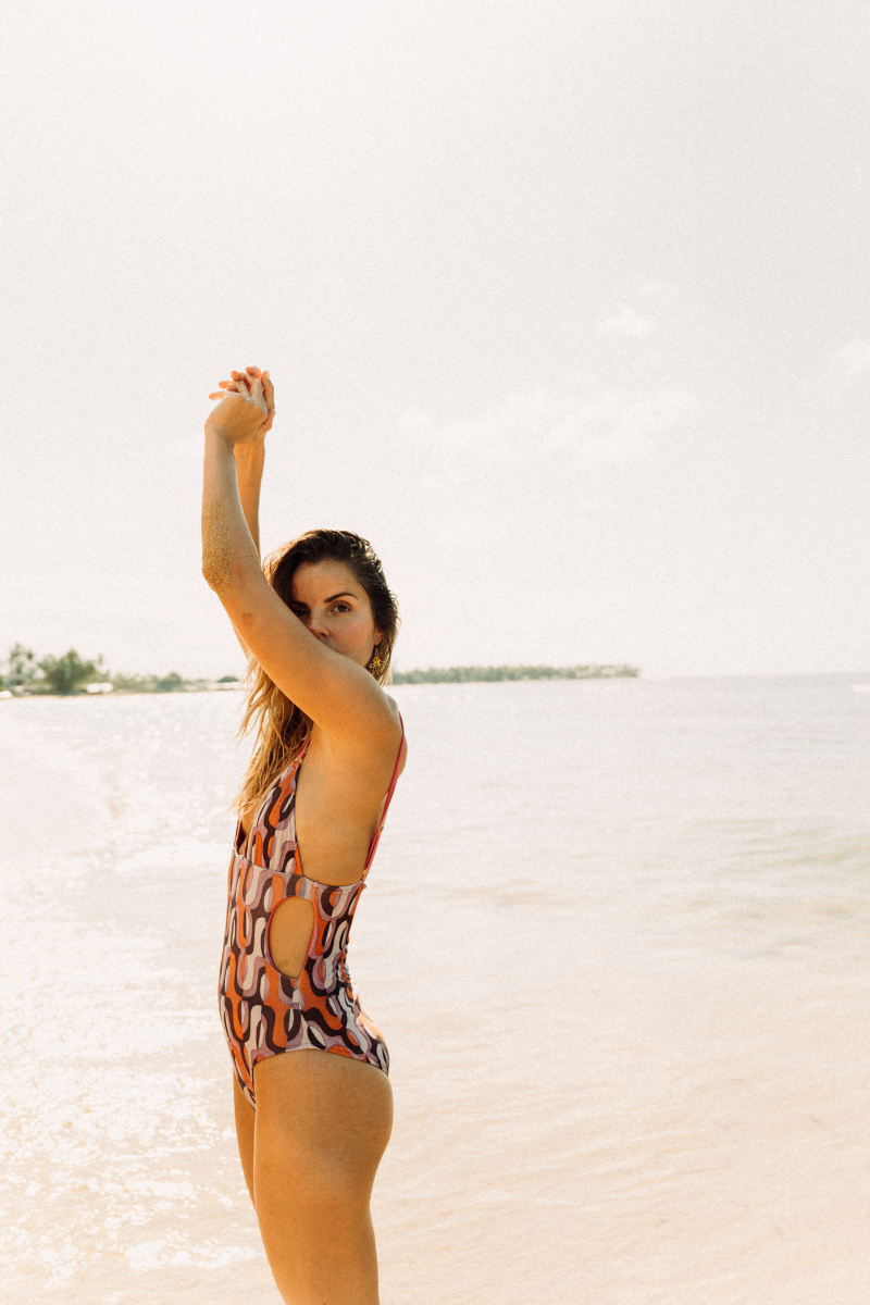 Traje de Baño Geométrico Rosa y Naranja SALINAS | Mujer