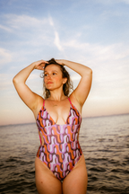 Traje de Baño Geométrico Rosa y Naranja SALINAS | Mujer