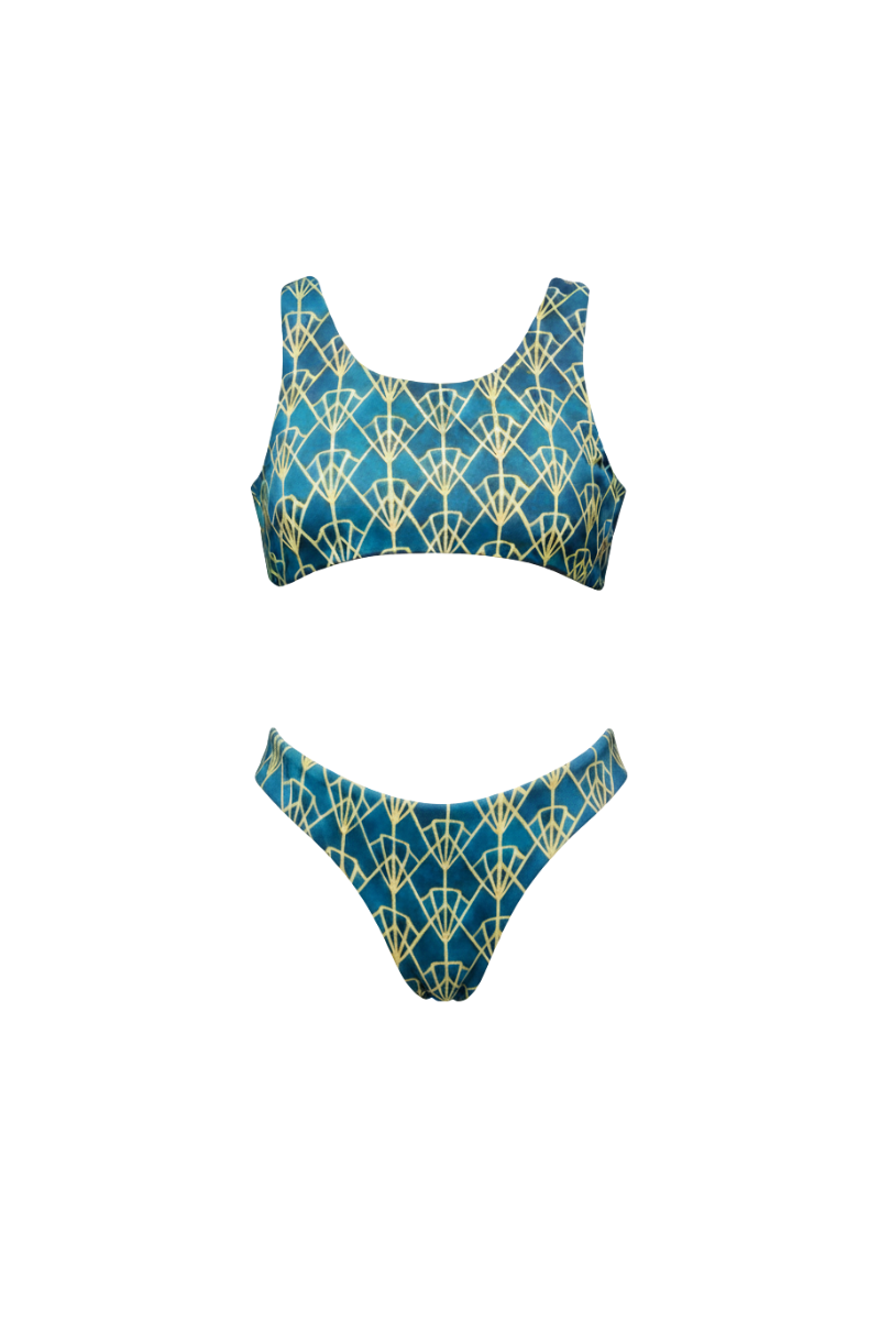 Trikini Reversible Geométrico Bicolor y Violeta TASSEL | Mujer