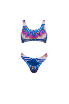 Trikini Reversible Geométrico  Multicolor y Esmeralda TASSEL | Mujer